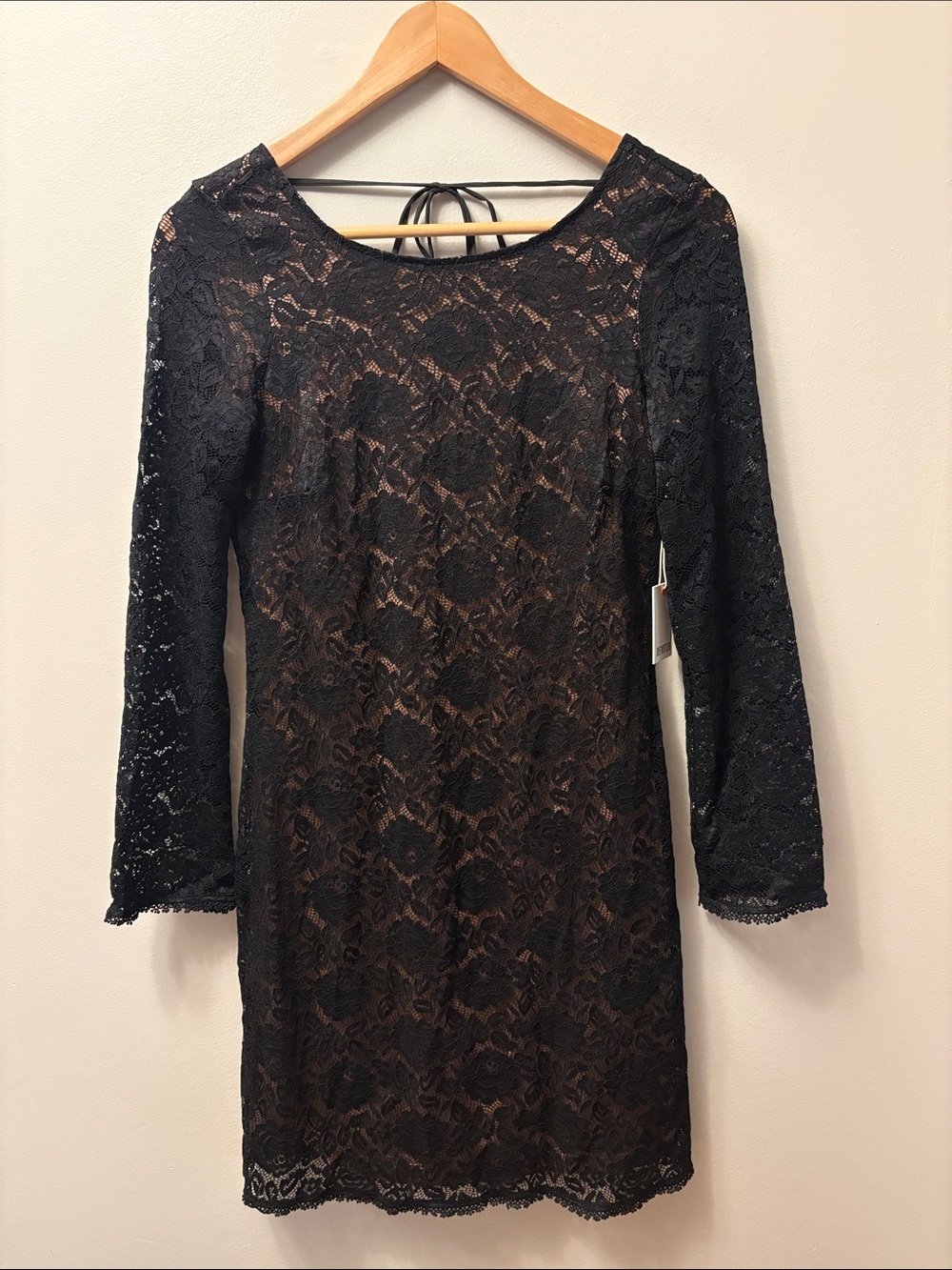 NWT Devoted Black Lace Long-Sleeve Sheath Dress Size XS